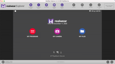 RealWear Explorer Home Screen RealWear Explorer Home Screen